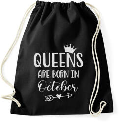 printfashion QUEENS are born in October - Sportzsák, Tornazsák - Fekete (5500343)