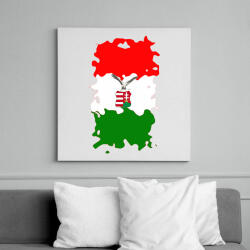 printfashion Tépett magyar zászló turulos címerrel - Vászonkép - Fehér (6624917)