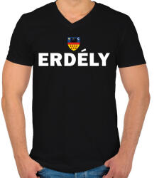 printfashion ERDÉLY - Férfi V-nyakú póló - Fekete (14115607)
