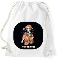 printfashion Time to Music - Gitáros csontváz - Sportzsák, Tornazsák - Fehér (6372305)