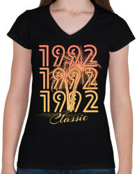 printfashion 1992 - Női V-nyakú póló - Fekete (12235185)