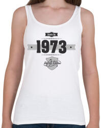 printfashion born-in-1973-(dark&lightgrey) - Női atléta - Fehér (471998)