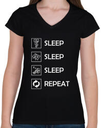printfashion Sleep, sleep, sleep - Női V-nyakú póló - Fekete (7540668)