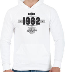 printfashion born-in-1982-(dark&lightgrey) - Férfi kapucnis pulóver - Fehér (473259)