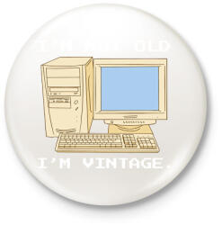 printfashion Retro számítógép - Kitűző, hűtőmágnes - Fehér (10142905)