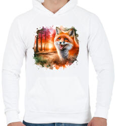 printfashion Cuki erdei róka - Férfi kapucnis pulóver - Fehér (15370347)