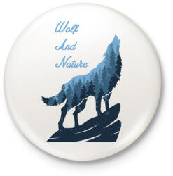 printfashion Farkas és a természet - Kitűző, hűtőmágnes - Fehér (3089223)