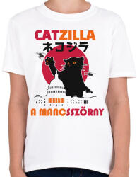 printfashion Catzilla mancsszörny - Gyerek póló - Fehér (4242327)