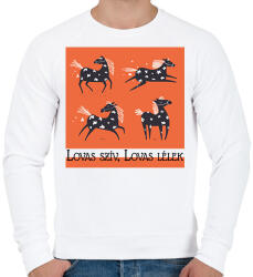 printfashion Lovas szív, lovas lélek - 4 ló - Férfi pulóver - Fehér (6325401)