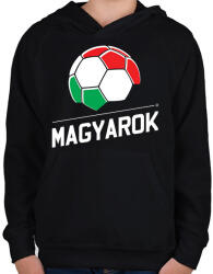 printfashion Magyar focis ajándék focis póló - Gyerek kapucnis pulóver - Fekete (11383732)