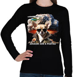 printfashion amikor jön a postás - csivi - Női hosszú ujjú póló - Fekete (15217974)