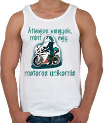 printfashion motoros unikornis - Férfi atléta - Fehér (2921119)