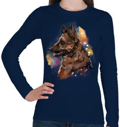 printfashion german shepherd watercolor - Női hosszú ujjú póló - Sötétkék (5645233)