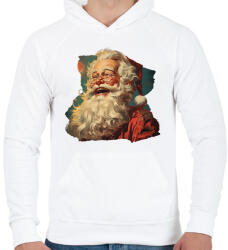 printfashion Retro télapó - Férfi kapucnis pulóver - Fehér (14908358)