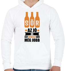 printfashion A sör az jó - Férfi kapucnis pulóver - Fehér (1711232)