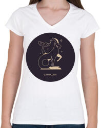 printfashion Capricorn - Bak - Női V-nyakú póló - Fehér (6261796)