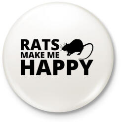 printfashion Rats make me happy - Kitűző, hűtőmágnes - Fehér (13442846)