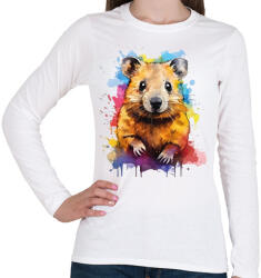 printfashion Vidám quokka - Női hosszú ujjú póló - Fehér (13948602)