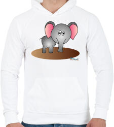 printfashion Elefánt - Férfi kapucnis pulóver - Fehér (454031)