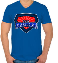 printfashion BEST BROTHER - Férfi V-nyakú póló - Királykék (10022528)