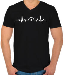 printfashion Sebesség EKG - Férfi V-nyakú póló - Fekete (13777605)