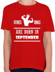 printfashion Fitnessz királyok szeptemberben születtek - Gyerek póló - Piros (1410612)