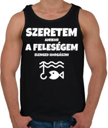printfashion Szeretem, amikor a feleségem elenged horgászni - Férfi atléta - Fekete (11494616)
