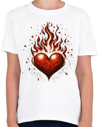 printfashion Lángoló Szív - Gyerek póló - Fehér (15943879)