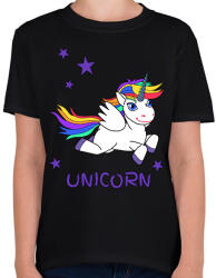 printfashion unikornis - Gyerek póló - Fekete (6030755)