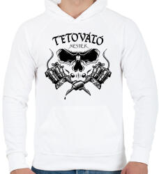 printfashion Tetováló mester - Férfi kapucnis pulóver - Fehér (6985072)