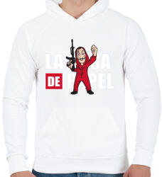 printfashion La casa de papel N3 - Férfi kapucnis pulóver - Fehér (5538755)