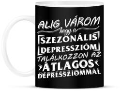 printfashion Alig várom, hogy a szezonális depresszióm találkozzon az átlagos depressziómmal - Bögre - Fekete (16539678)