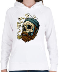 printfashion Tengerész koponya - Női kapucnis pulóver - Fehér (363332)