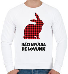printfashion Házi nyúlra de lövünk - Férfi pulóver - Fehér (10463555)