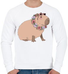 printfashion Nyaralós capybara - Férfi pulóver - Fehér (13933720)