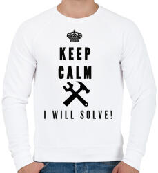 printfashion Csak nyugi én megoldom! (SZERELŐ) - Férfi pulóver - Fehér (1453794)