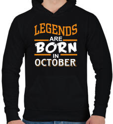 printfashion A legendák októberben születnek - Férfi kapucnis pulóver - Fekete (401298)