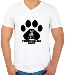 printfashion French Bulldog Lover - Férfi V-nyakú póló - Fehér (14083606)