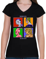 printfashion Dragon Ball ellenségek - Női V-nyakú póló - Fekete (7010691)