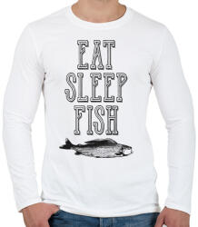 printfashion Eat, sleep, fish. - Férfi hosszú ujjú póló - Fehér (267823)