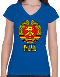 printfashion NDK DDR Műhely Tuning Címer (3 szín) - Női V-nyakú póló - Királykék (16194361)