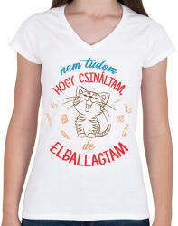 printfashion Nem tudom hogy - Női V-nyakú póló - Fehér (13566743)
