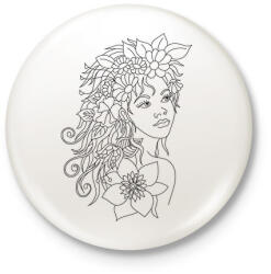 printfashion Lány - Kitűző, hűtőmágnes - Fehér (6017852)