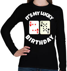 printfashion 40 POKER SZÜLINAP - Női hosszú ujjú póló - Fekete (9833007)