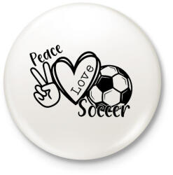 printfashion Peace love soccer 2 - Kitűző, hűtőmágnes - Fehér (10781251)