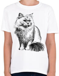 printfashion Macska - Gyerek póló - Fehér (13944523)