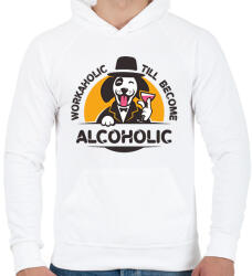 printfashion Workaholic - Alcoholic - Férfi kapucnis pulóver - Fehér (7446471)