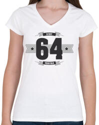printfashion b-day-64-dark-lightgrey - Női V-nyakú póló - Fehér (514420)