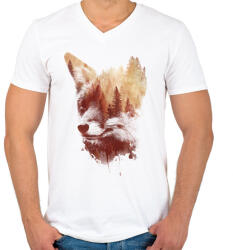 printfashion Blind fox - Férfi V-nyakú póló - Fehér (216801)