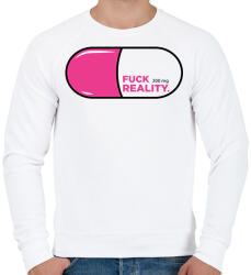 printfashion Fuck Reality - Férfi pulóver - Fehér (1805208)